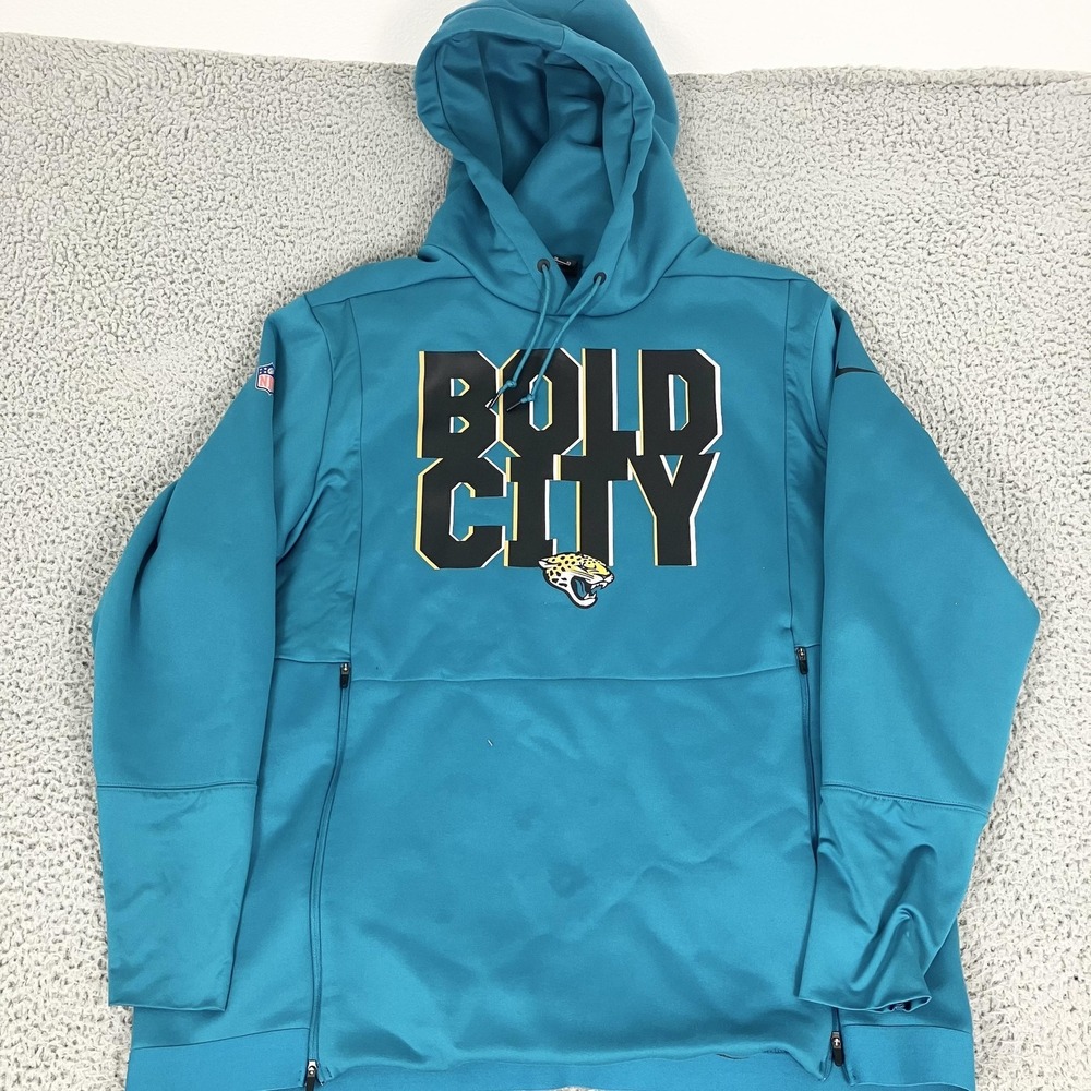 Jacksonville Jaguars Hoodie Mens XL Blue NFL Football Nike On Field Bold City